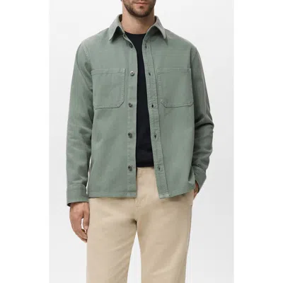 Mango Cotton Denim Overshirt In Green