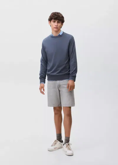 Mango Cotton Denim Shorts In Gray