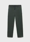 Mango Cotton Drawstring Joggers Khaki In Green