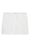 Mango Cotton Drawstring Waist Pajama Shorts In White