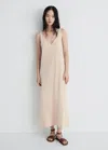 Mango Sleeveless Cotton Midi Dress In Salmon