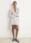 Mango Peignoir En Coton Avec Bordure En Satin Gris Clair/pastel - Femme - S -  In White