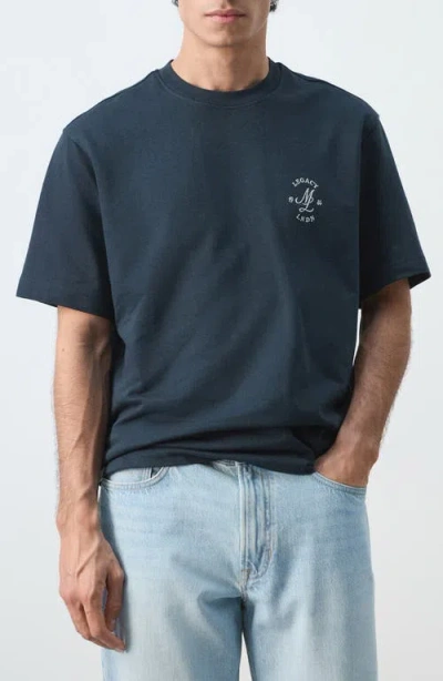 Mango Cotton Embroidered Graphic T-shirt In Blue