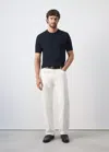 Mango Cotton Fine-knit T-shirt In Blue