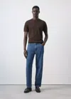 Mango Cotton Fine-knit T-shirt In Brown