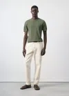 Mango Cotton Fine-knit T-shirt In Forest Green
