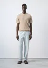 Mango Cotton Fine-knit T-shirt In Beige