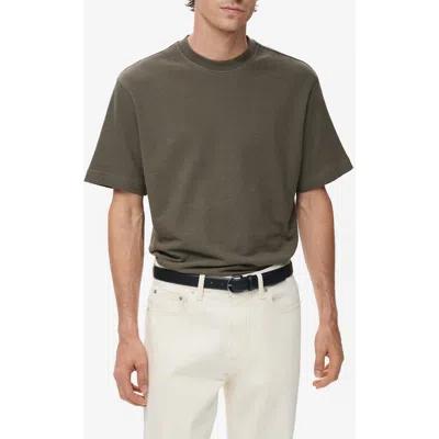 Mango Cotton Fleece Crewneck Top In Green