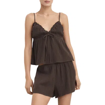 Mango Cotton Gauze Camisole In Brown