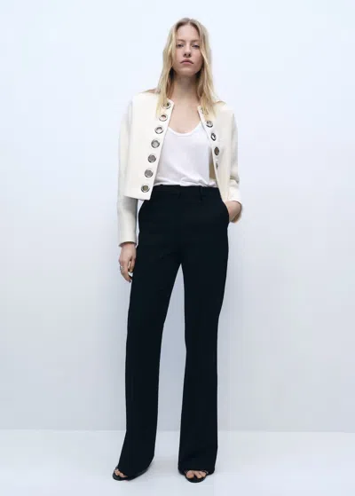 Mango Cotton Jacket With Die-cut Trim White