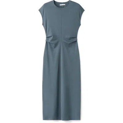 Mango Cotton Jersey Midi Dress In Blue