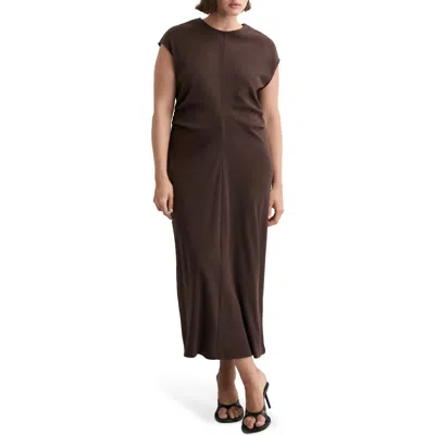 Mango Cotton Jersey Midi Dress In Brown