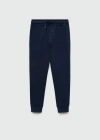 Mango Pantalon Jogger Coton In Bleu Marine Foncé