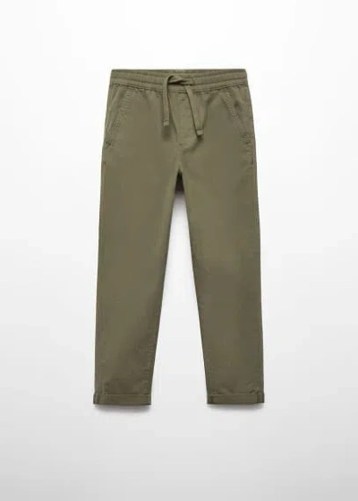 Mango Kids' Cotton Jogger-style Trousers Khaki