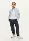 Mango Kids' Cotton Joggers With Elastic Waist Dark Grey In Blue