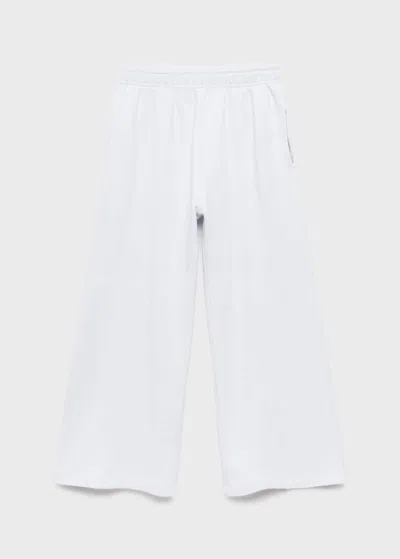Mango Kids' Cotton Joggers With Elastic Waist Sky Blue In White