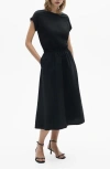 Mango Cotton Knit A-line Dress In Black