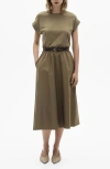 Mango Cotton Knit A-line Dress In Khaki