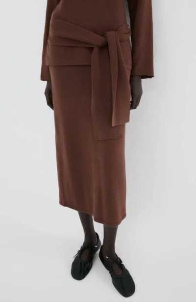 Mango Cotton Knit Pencil Skirt In Brown