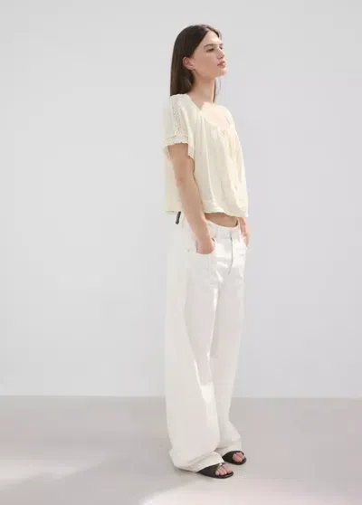 Mango Cotton Lace Blouse In Neutral