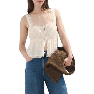 Mango Cotton Lace Top In Pink