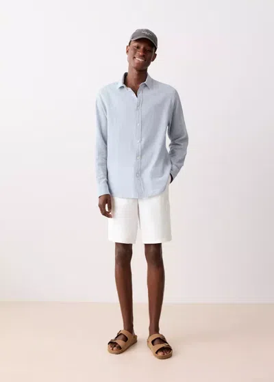 Mango Cotton Linen Cargo Shorts In Blue