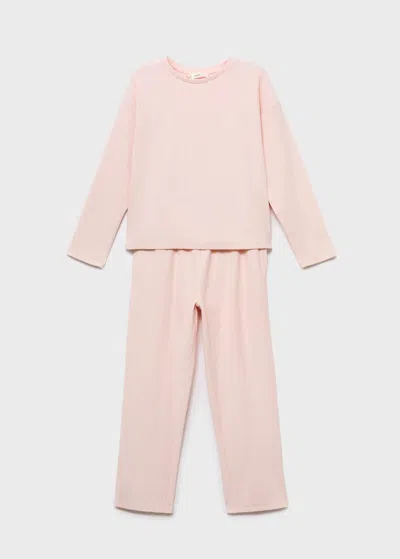 Mango Kids' Cotton Long Pyjamas In Pink