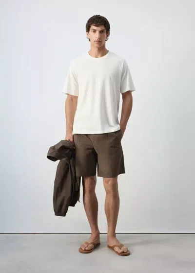 Mango Cotton Lyocell Bermuda Shorts In Brown