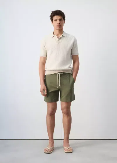 Mango Cotton Lyocell Bermuda Shorts In Forest Green
