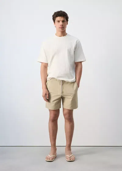Mango Cotton Lyocell Bermuda Shorts In Beige