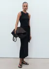 Mango Cotton Midi-dress With Knot Detail Black
