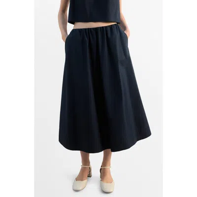 Mango Cotton Midi Skirt In Blue