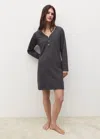 Mango Cotton Nightdress With Button Detail Charcoal In Black