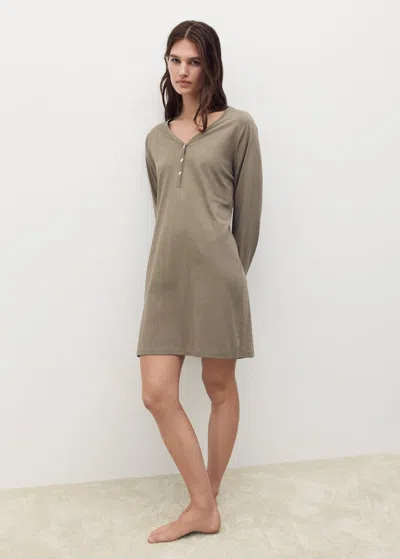 Mango Nuisette Coton Détails Boutons Marron Moyen - Femme - L -  In Gray
