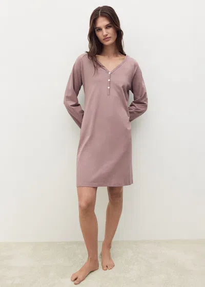 Mango Nuisette Coton Détails Boutons Marron Moyen - Femme - L -  In Pink
