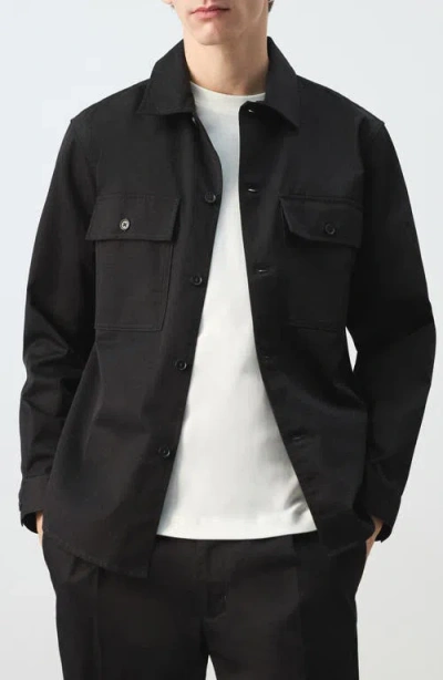 Mango Cotton Overshirt In Black