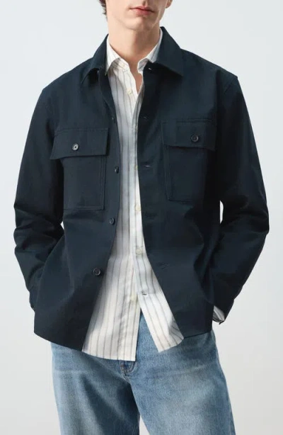 Mango Cotton Overshirt In Blue