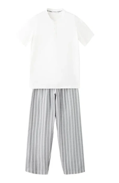 Mango Cotton Pajama Henley & Pants Set In Grey