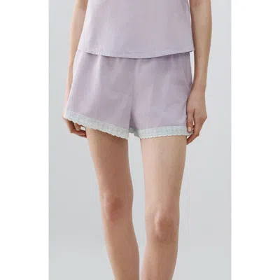 Mango Cotton Pajama Shorts In Purple