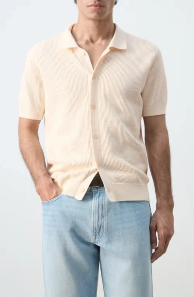 Mango Cotton Piqué Button-up Shirt In White