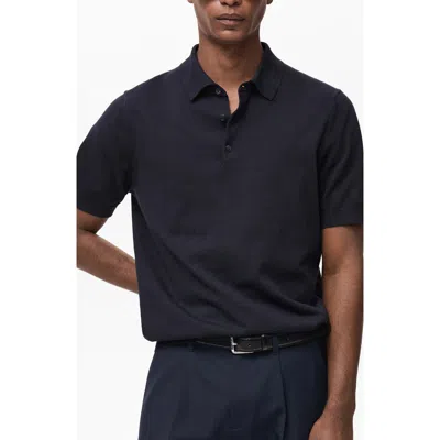 Mango Cotton Polo Shirt In Night Blue