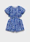 Mango Cotton Print Jumpsuit Blue In Blue