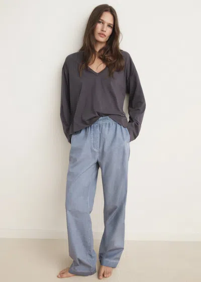 Mango Cotton Pyjama T-shirt With Sleeve Detail Charcoal In Gray