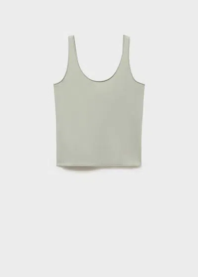 Mango Cotton Round Neck Top Aqua Green
