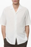 Mango Cotton Seersucker Camp Shirt In White
