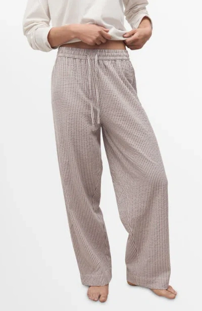 Mango Cotton Seersucker Pajamas In Brown