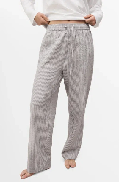 Mango Cotton Seersucker Pajamas In Gray