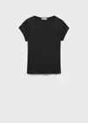 Mango Cotton Short Sleeve T-shirt Black