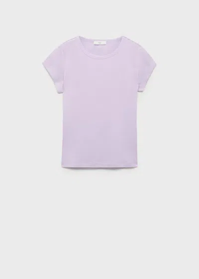 Mango Cotton Short Sleeve T-shirt Lilac