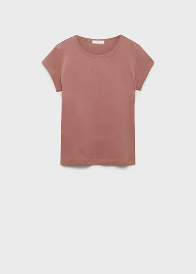 Mango Cotton Short Sleeve T-shirt Medium Pink